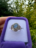 Sterling Silver Oval Blue Fire Labradorite Ring