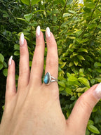 Sterling Silver Blue Fire Labradorite Teardrop Ring - Size 7 / N