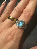 Sterling Silver Oval Blue Fire Labradorite Ring