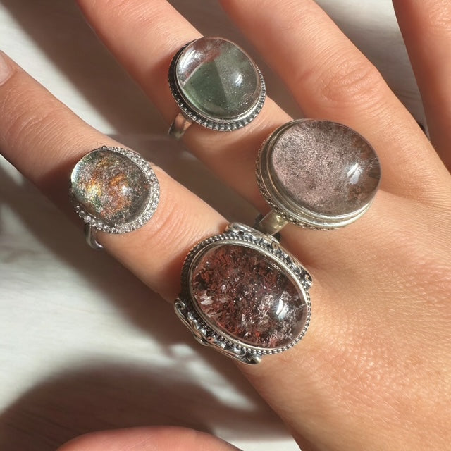 Sterling Silver Garden Quartz Rings - Adjustable