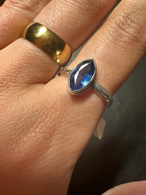 Kyanite Marquise Sterling Silver Ring - Size 8 / P