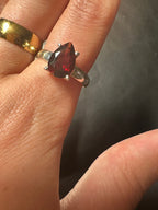 Red Garnet Teardrop Sterling Silver Ring - Size 8