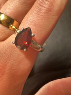 Red Garnet Teardrop Sterling Silver Ring - Size 8