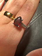 Red Garnet Teardrop Sterling Silver Ring - Size 8
