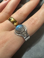 Sterling Silver Oval Blue Fire Labradorite Ring