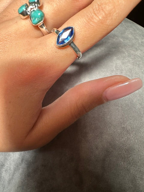 Kyanite Marquise Sterling Silver Ring - Size 8 / P