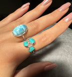 Turquoise Triple Sterling Silver Ring - Multiple Sizes