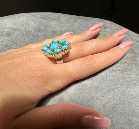 Turquoise Sterling Silver Ring - Adjustable