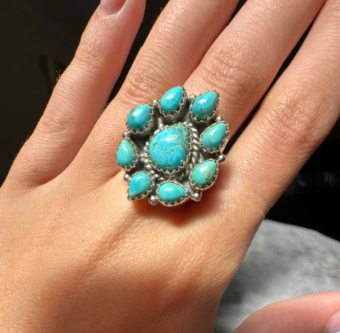 Turquoise Sterling Silver Ring - Adjustable