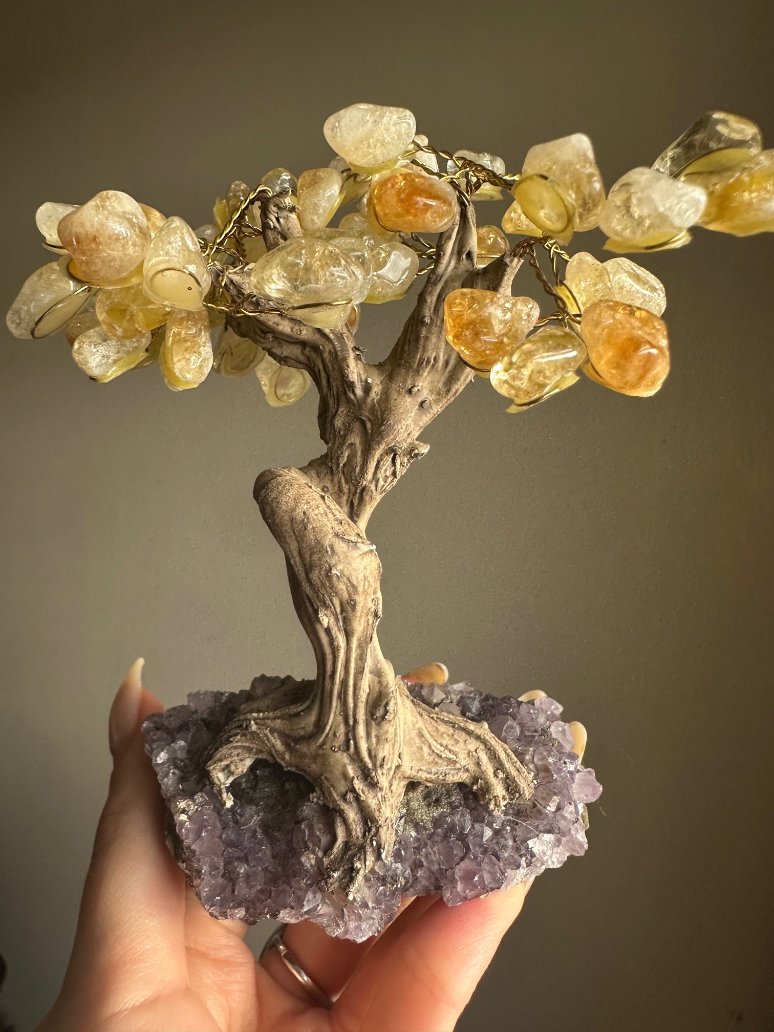 Citrine Tree with Amethyst Base - Medium
