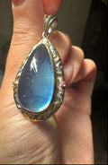 HQ Aquamarine Teardrop Sterling Silver 18k Gold Plated Pendant