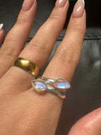 Double Moonstone Sterling Silver Ring - Multiple Sizes