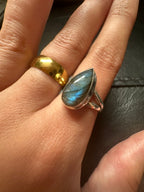Labradorite Teardrop Sterling Silver Ring - Size 7