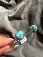 HQ Larimar Double Heart Sterling Silver Bangle - Adjustable