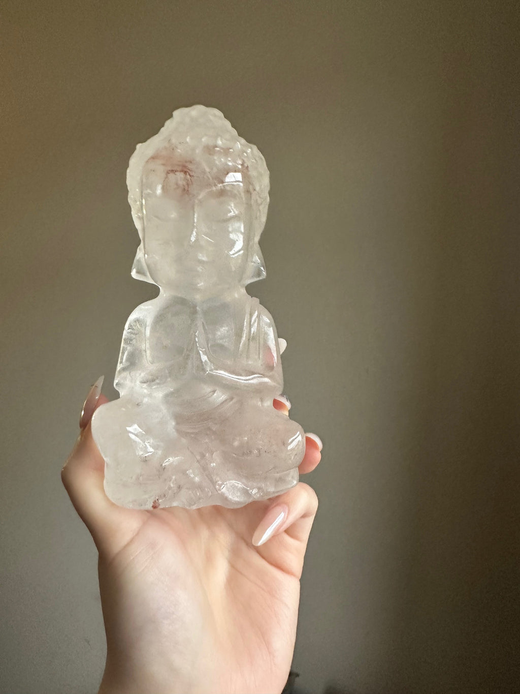 Clear Quartz with Fire Quartz Buddha - Large *Rare find*