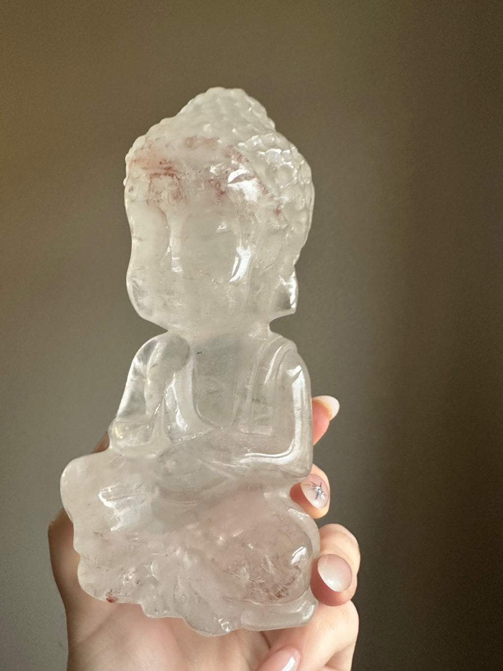 Clear Quartz with Fire Quartz Buddha - Large *Rare find*