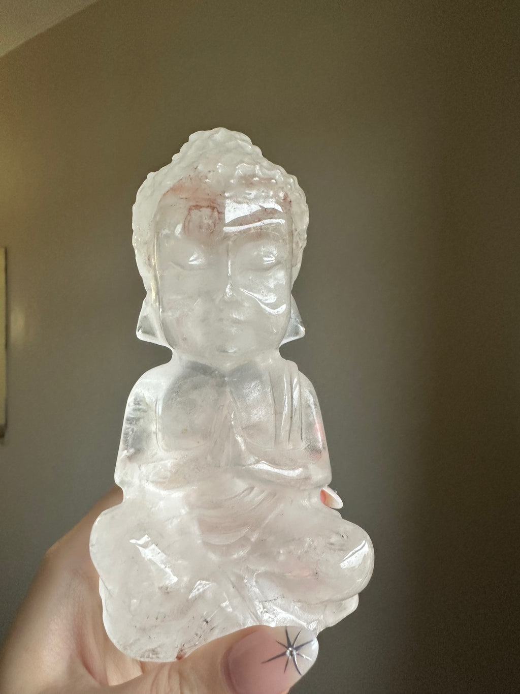 Clear Quartz with Fire Quartz Buddha - Large *Rare find*