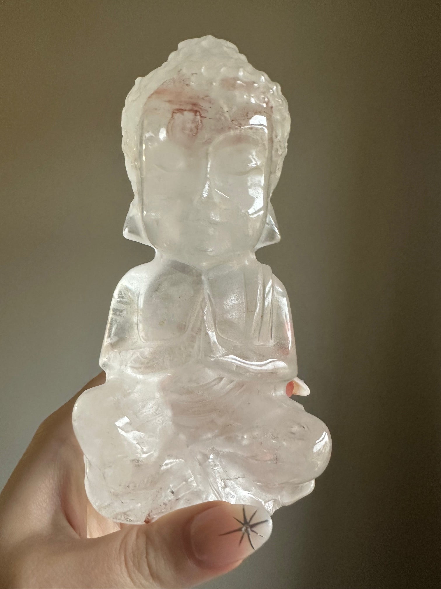 Clear Quartz with Fire Quartz Buddha - Large *Rare find*
