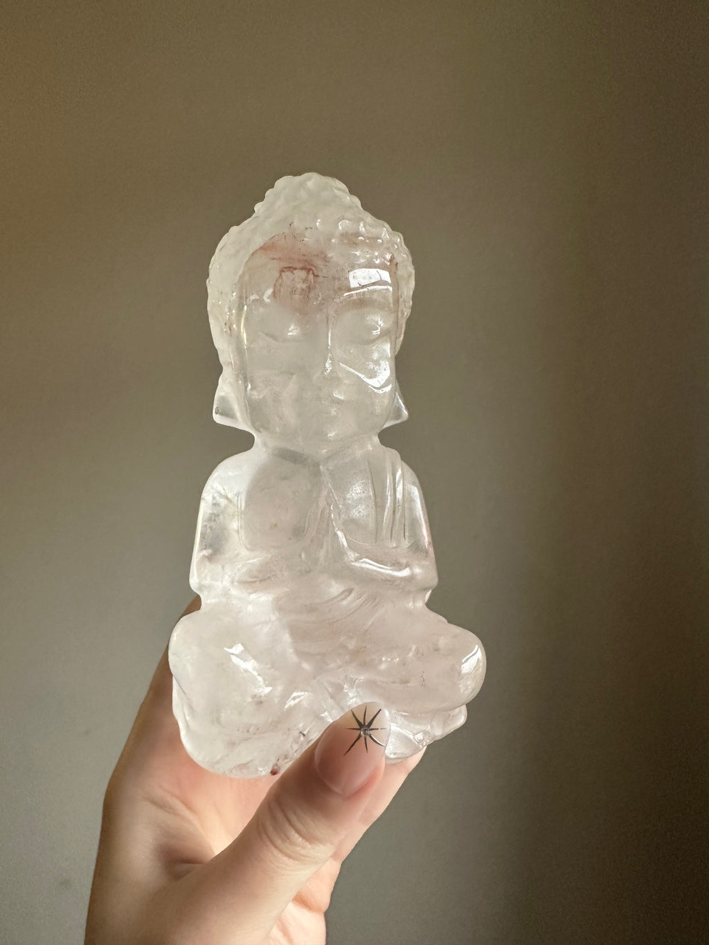 Clear Quartz with Fire Quartz Buddha - Large *Rare find*