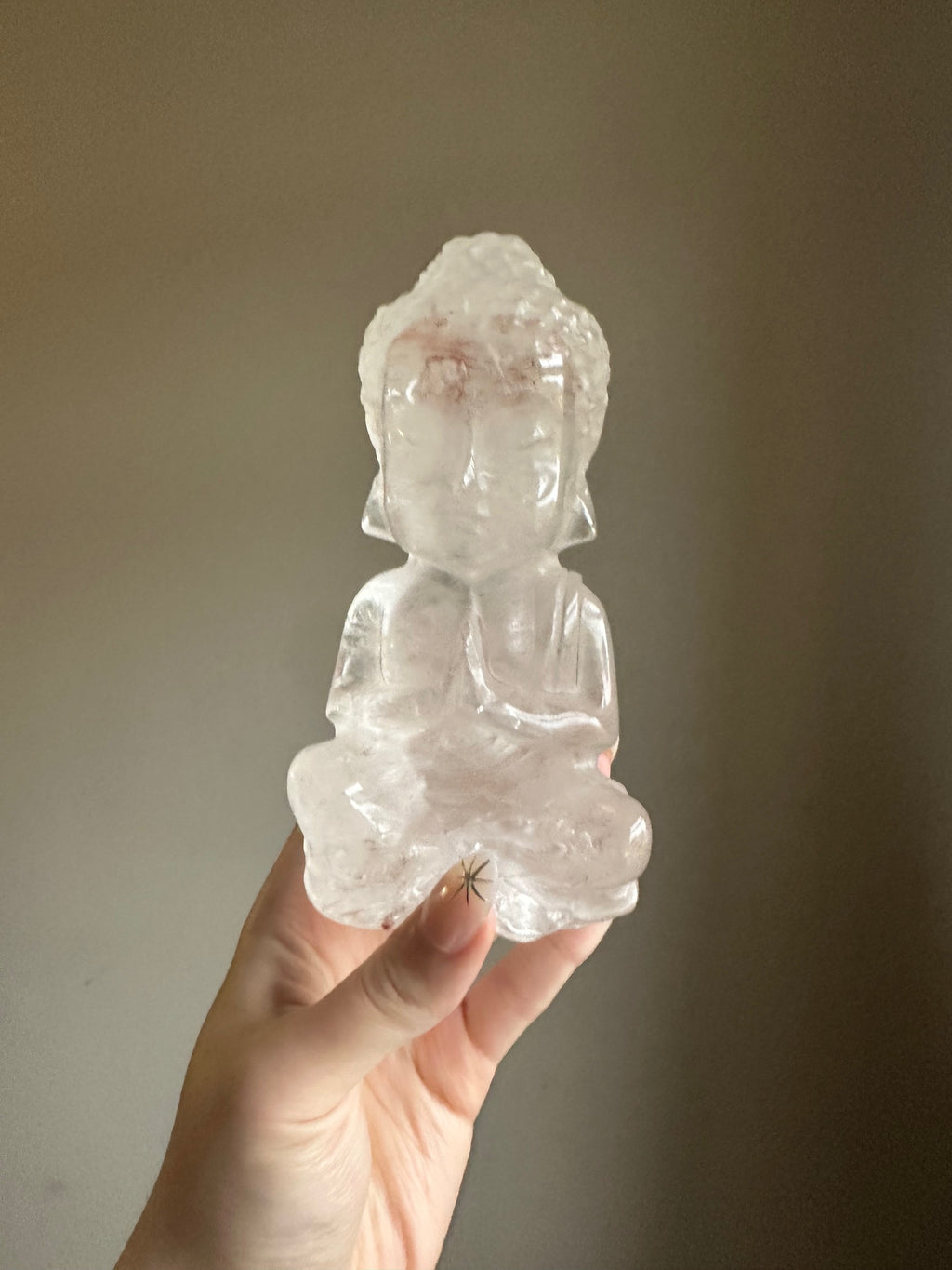 Clear Quartz with Fire Quartz Buddha - Large *Rare find*