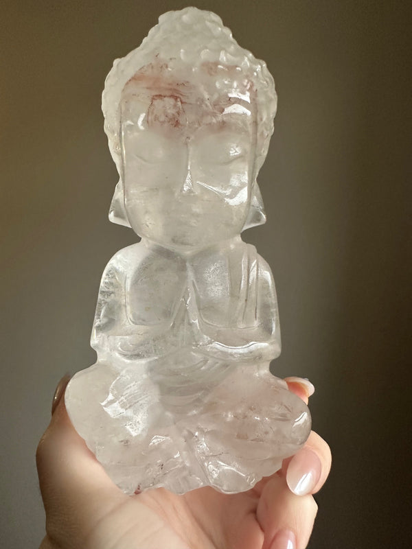 Clear Quartz with Fire Quartz Buddha - Large *Rare find*
