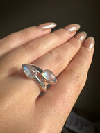 Double Moonstone Sterling Silver Ring - Multiple Sizes