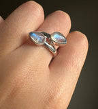 Double Moonstone Sterling Silver Ring - Multiple Sizes