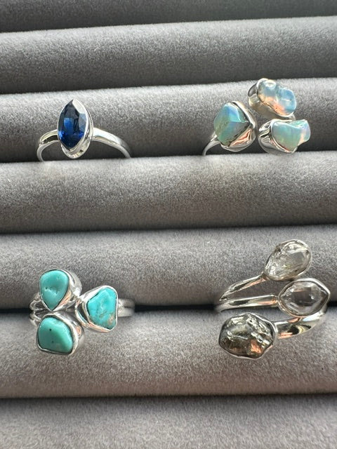 Turquoise Triple Sterling Silver Ring - Multiple Sizes