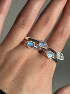 Double Moonstone Sterling Silver Ring - Multiple Sizes