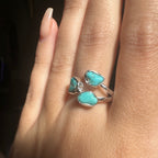 Turquoise Triple Sterling Silver Ring - Multiple Sizes