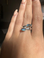 Labradorite Double Teardrop Sterling Rings - Multiple Sizes
