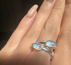 Double Moonstone Sterling Silver Ring - Multiple Sizes