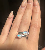 Double Moonstone Sterling Silver Ring - Multiple Sizes