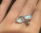 Double Moonstone Sterling Silver Ring - Multiple Sizes