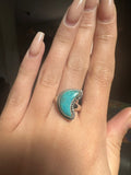 Turquoise Sterling Silver Moon Ring - Size 7/N