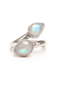 Double Moonstone Sterling Silver Ring - Multiple Sizes