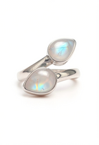 Double Moonstone Sterling Silver Ring - Multiple Sizes