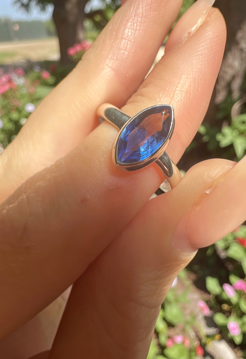 Kyanite Marquise Sterling Silver Ring - Size 8 / P